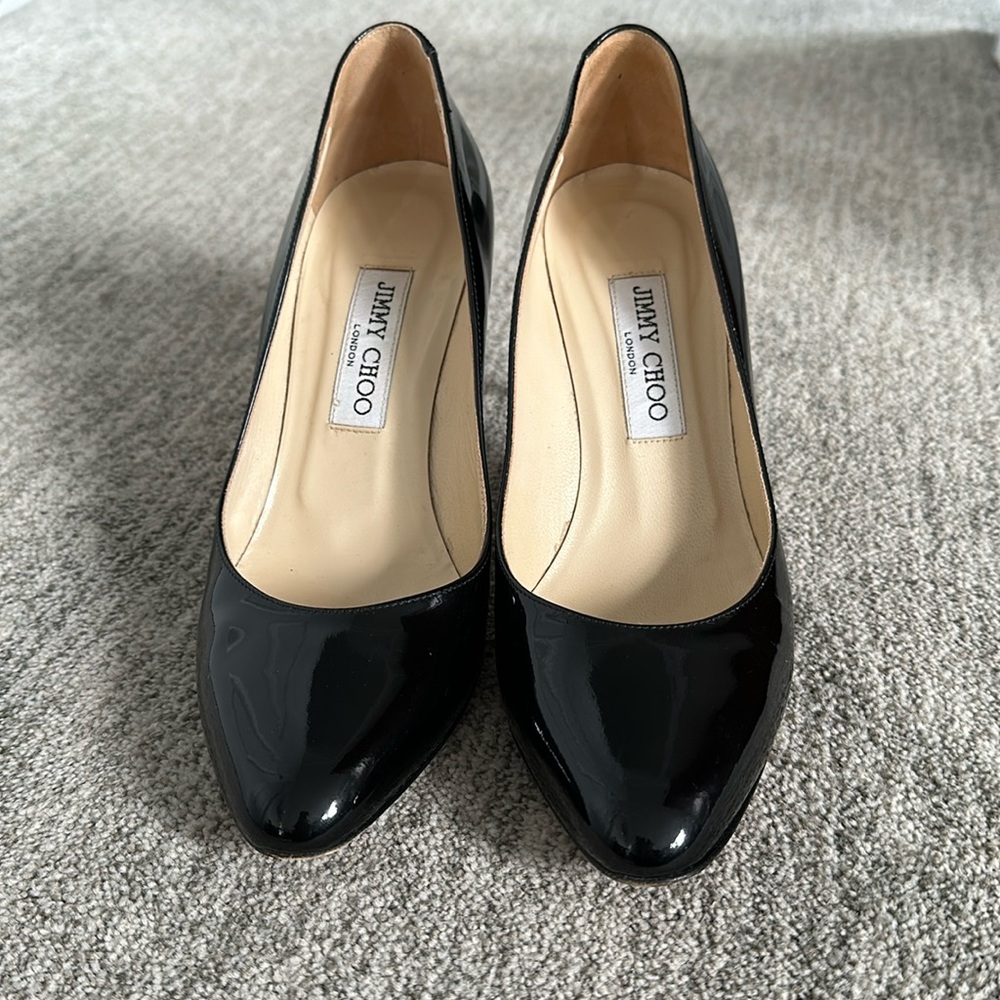 Jimmy Choo black patent stilettos